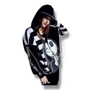 Disney Her Nightmare Before Christmas Jack Skeleton Sally Oversized Hoodie Size